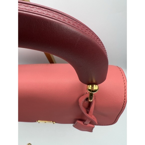 Burberry Bag Bi Color Pink Trench Calf Leather Top Handle Bag Career Authentic - Picture 5 of 16